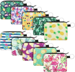 10 Pieces Small Coin Purse Boho Change Purse Pouch Mini Wallet Coin Bag with Zipper for Women Girls