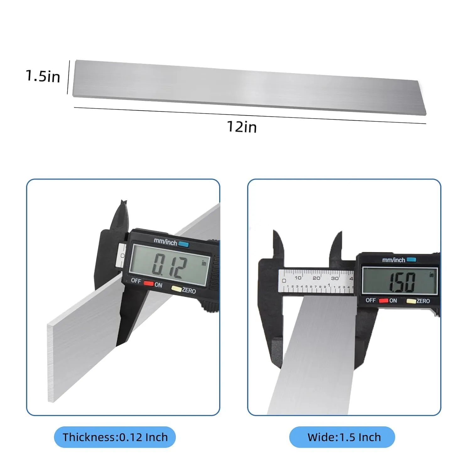 1084 Steel Flat Stock Cold Rolled Carbon Steel Bar for Knife Making 12"x1.5"x 1/8"(10 Packs)