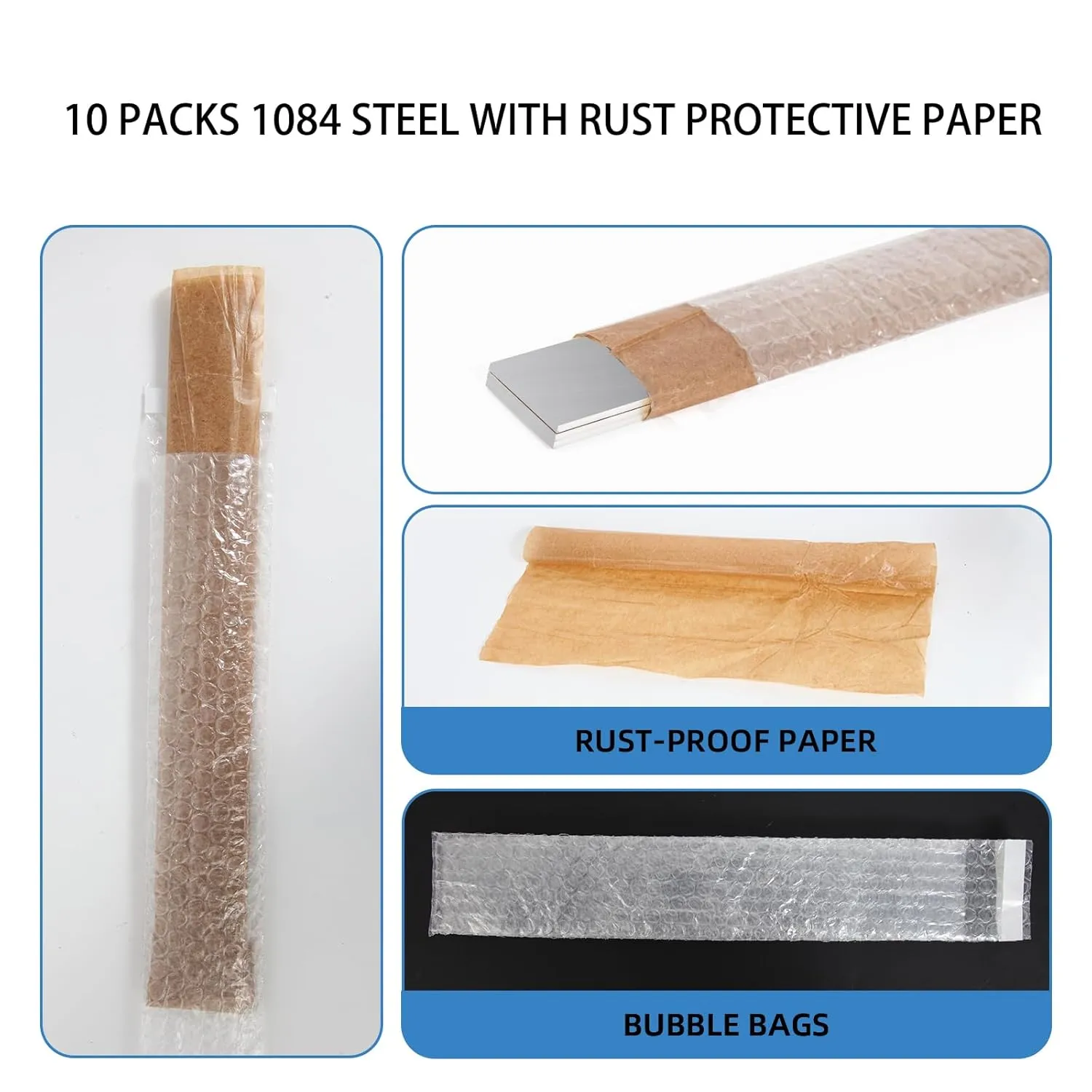 1084 Steel Flat Stock Cold Rolled Carbon Steel Bar for Knife Making 12"x1.5"x 1/8"(10 Packs)