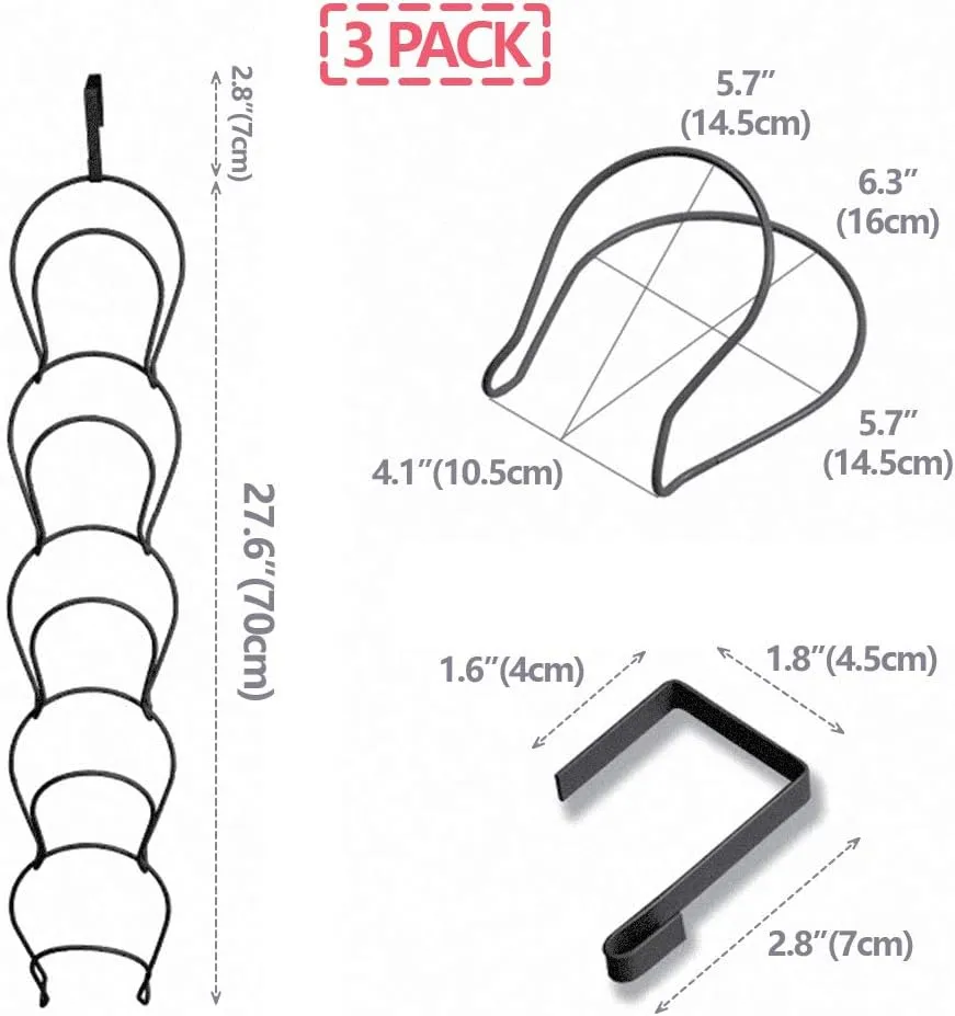 15 Rings Cap Rack Hanging Hat Organizer Baseball Holder Scarfs Bag Hanger Storage for Wall Door Closet Kitchen Bathroom, Black