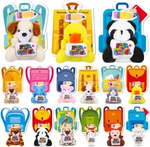 15 Set Welcome Back to School Stuffed Animals Bulk Mini First Day of School Plush Animals with Cards Small Stuffed Doll Tiny Soft Keychain for Party Favors Exchange Gifts
