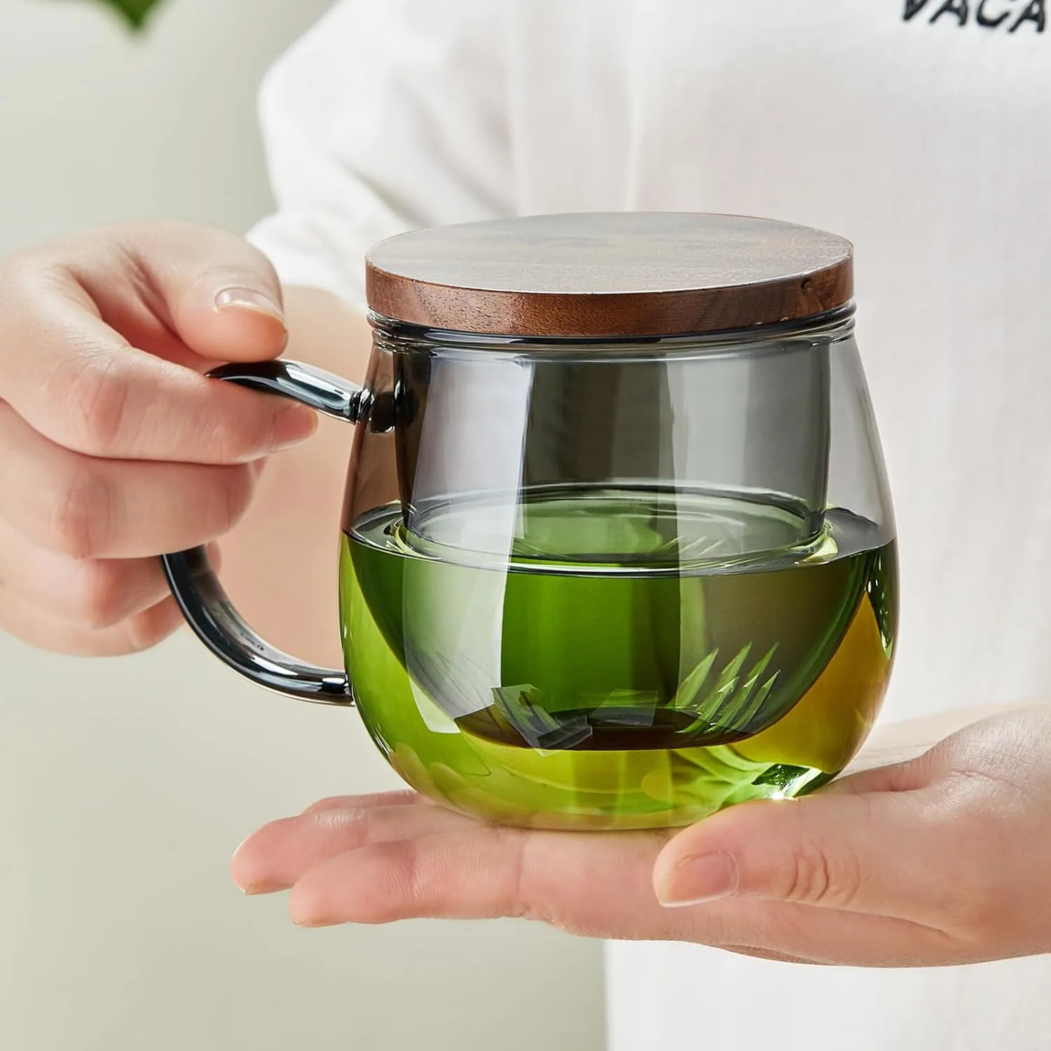17 OZ Glass Tea Cup with Infuser and Lid, 500 ML Large Borosilicate Teacup, Clear Mug for Loose Leaf Tea, Blooming Tea, Tea Bags - Perfect Christmas or Birthday Gift for Women