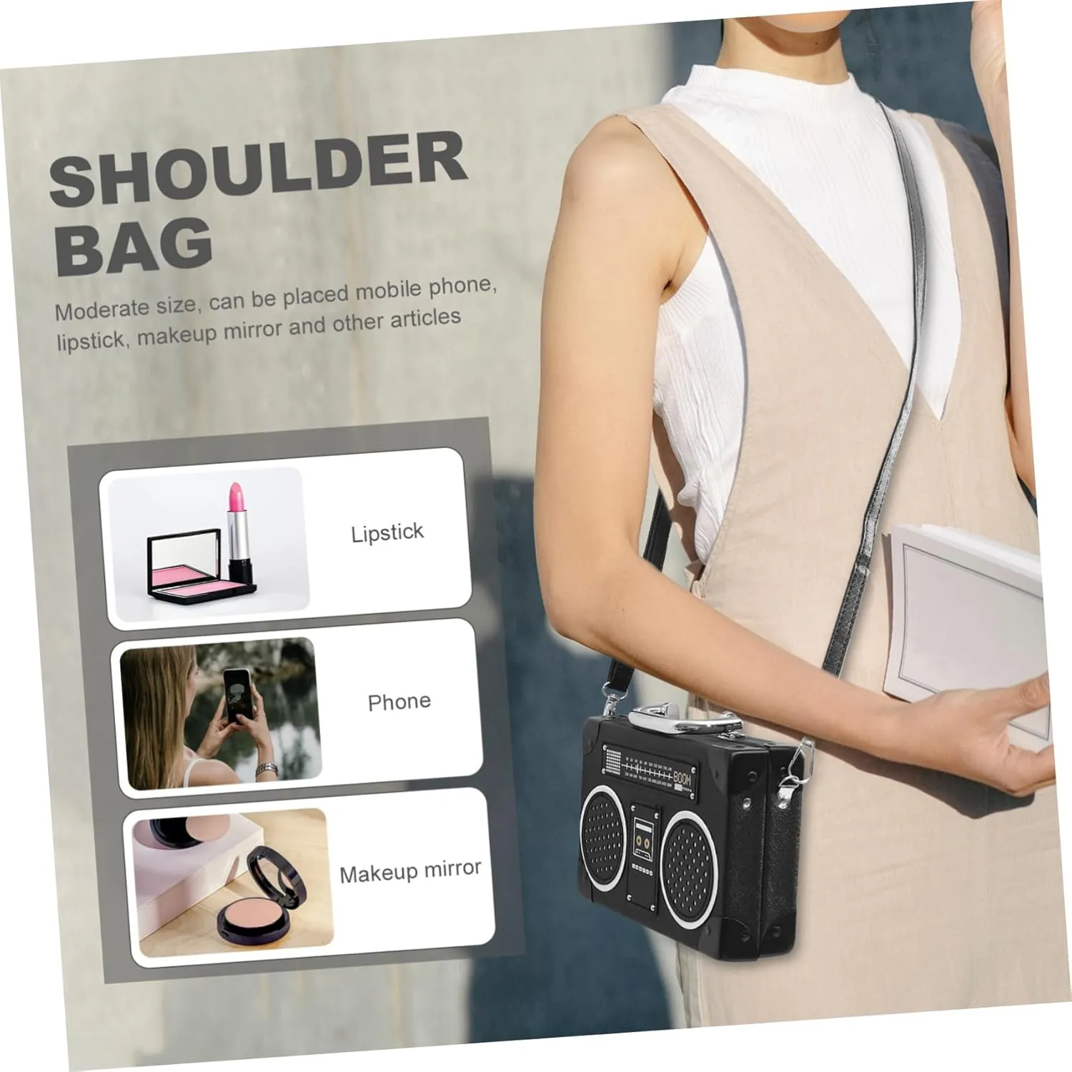 1pc Shoulder Bags Female Shoulder Sling Bag Handle Crossbody Tote Fashion Messenger Fashion Radio Shape
