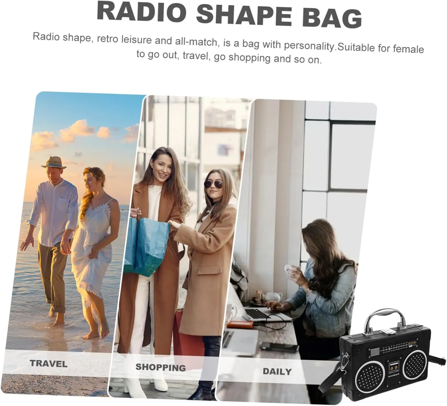 1pc Shoulder Bags Female Shoulder Sling Bag Handle Crossbody Tote Fashion Messenger Fashion Radio Shape