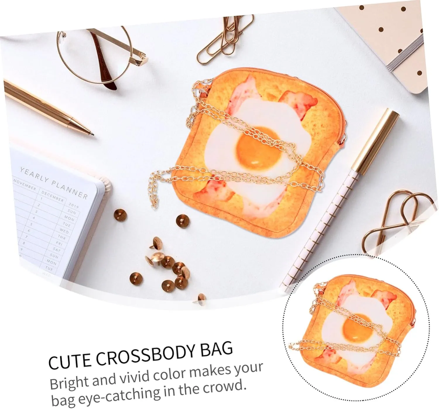 1pc Toast Messenger Bag Toast Shape Pouch Bag for Mini Crossbody Bag Shoulder Bag Toast Shape Bag Mini