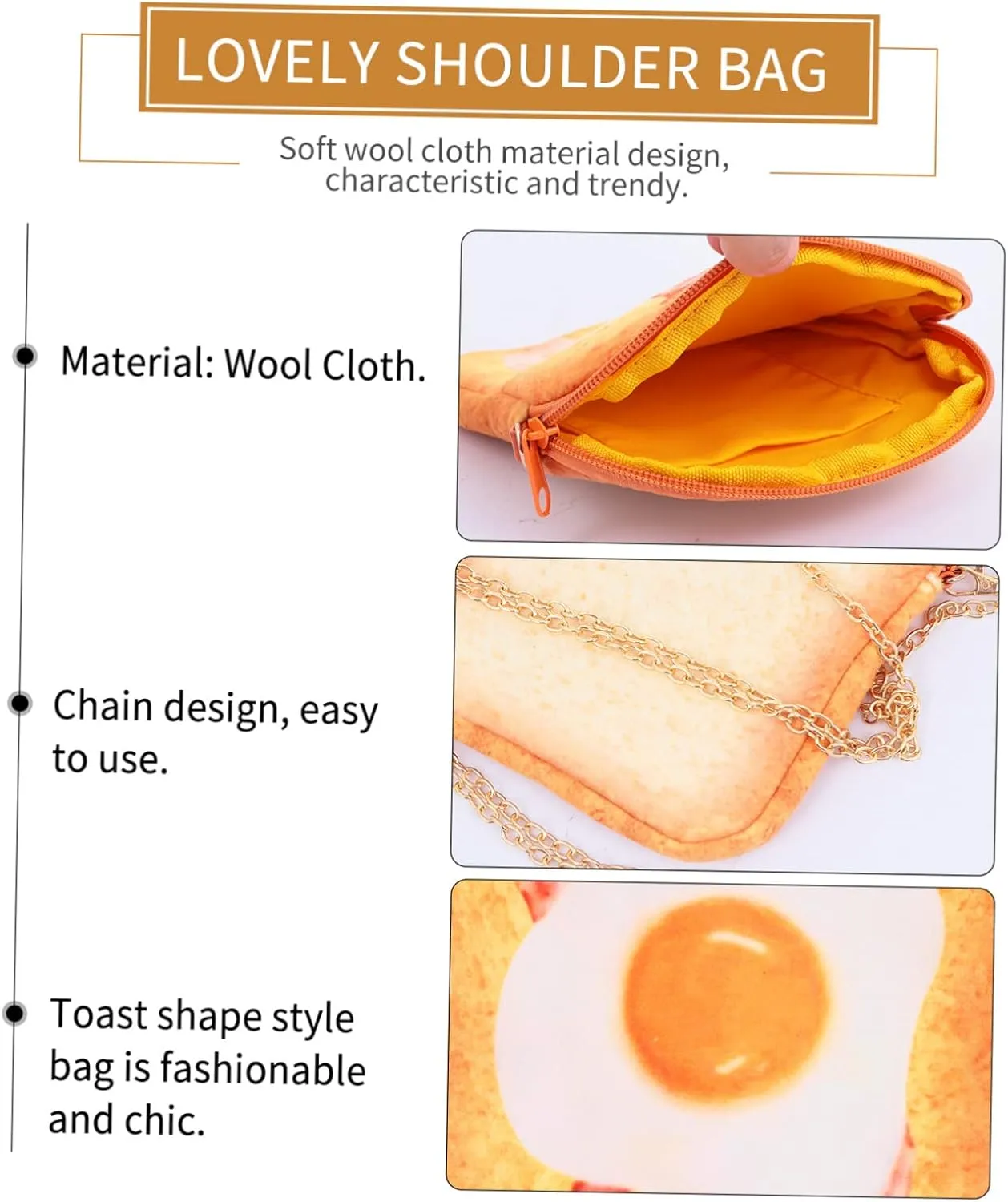 1pc Toast Messenger Bag Toast Shape Pouch Bag for Mini Crossbody Bag Shoulder Bag Toast Shape Bag Mini