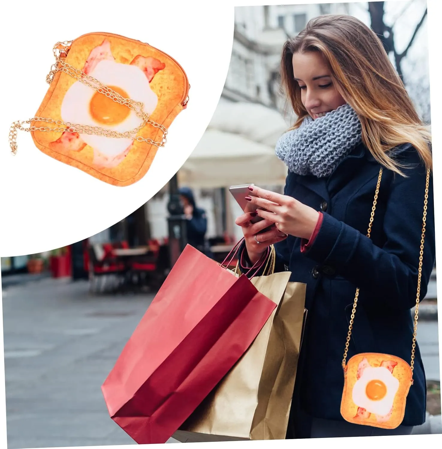 1pc Toast Messenger Bag Toast Shape Pouch Bag for Mini Crossbody Bag Shoulder Bag Toast Shape Bag Mini