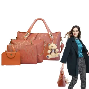 1Set/4Pcs Women Leather Handbag Lady Shoulder Bags Tote Satchel Purse Card Holder