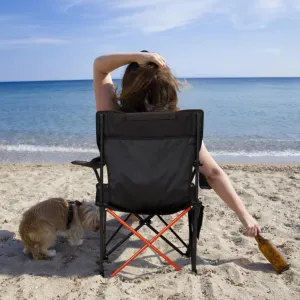 2 Pack 2-in-1 Camping Chair Reclining, Lightweight Folding Camping Chair with Adjustable Backrest & Removable Footrest, Camping Lounge Chair with Headrest, Cup Holder, Storage Bag, for Beach Lawn Conc