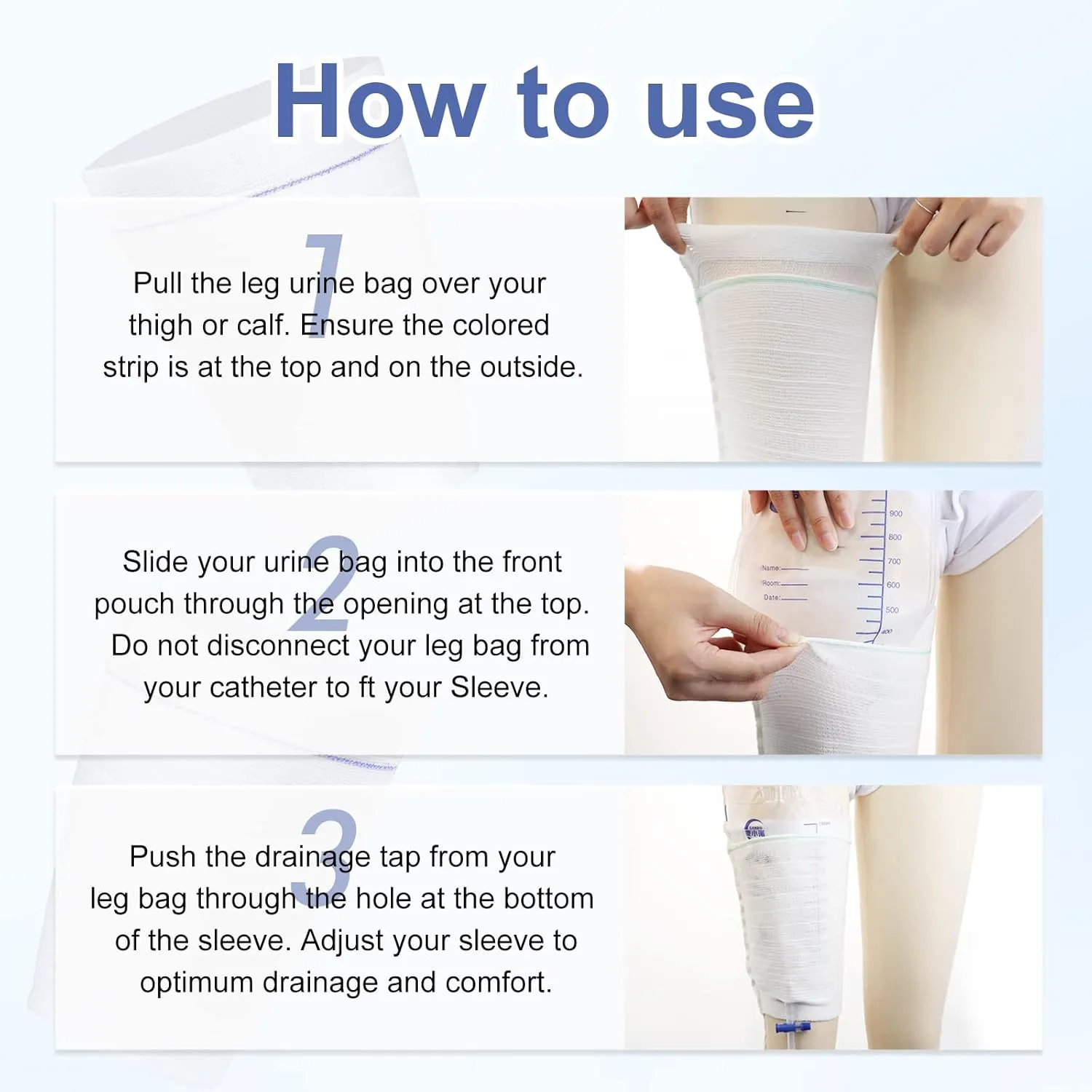 2 PCS Catheter Leg Bag Holder Stay in Place Urine Bags for Legs Catheter Bag Holder Catheter Supplies for Men or Women, Catheter Stabilization Device