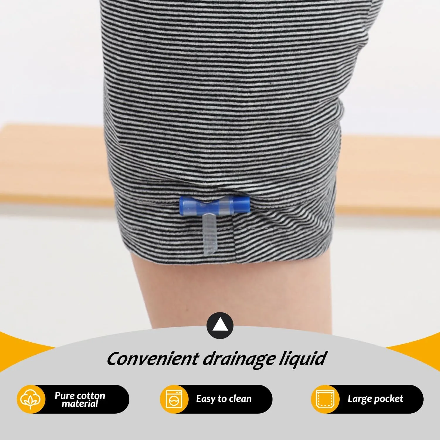 2 PCS Nephrostomy Bags Shorts for Men, Hold Up to 2 * 2000ML, Incontinence Care Trousers for Foley, Ostomy Patients (Men, Large-Waist:27.5''~34.6'')