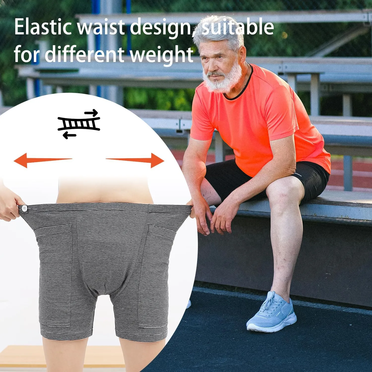 2 PCS Nephrostomy Bags Shorts for Men, Hold Up to 2 * 2000ML, Incontinence Care Trousers for Foley, Ostomy Patients (Men, Large-Waist:27.5''~34.6'')