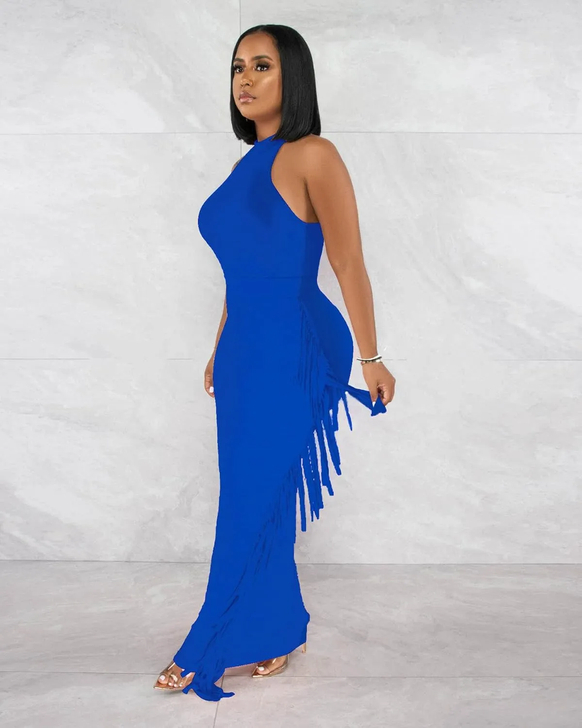 2 Piece Outfits for Women Sexy Crop Top Ruched Bodycon Maxi Dresses Fringe Skirt Sets Night Club Jumpsuits