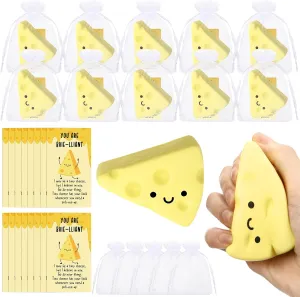 20 Set Inspirational Gift Bulk Relief Stress Balls Squeeze Toys Motivational Stress Toy with Cards Organza Bag Funny Appreciation Gift for Teacher Employees Coworkers (Cheese)