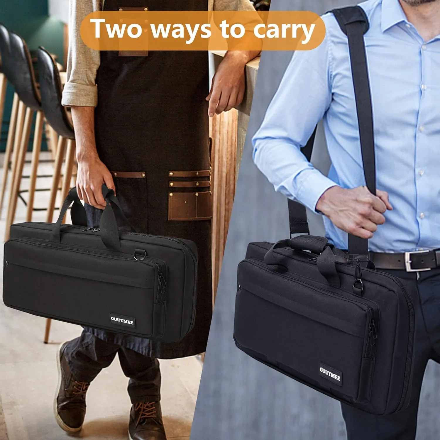 21" Chef Knife Bag, 25 Total Pockets Knife Storage Case For Professional Chefs, Knife Carrying Case, Knife Carrier Travel Bag for Knives and Kitchen Utensils, Bag Only
