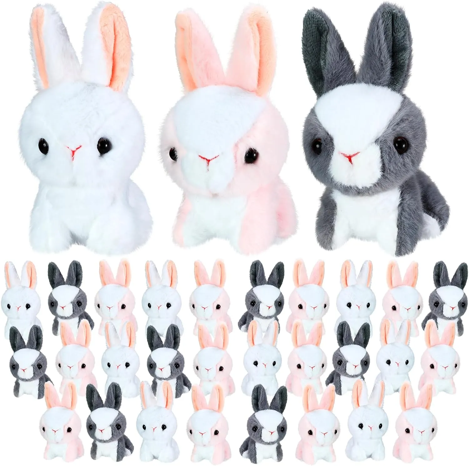 24 Pcs Easter Bunny Stuffed Animal Plush Cute Small Rabbit Animals Fluffy Mini Bunny Keychain Soft Plush Toy Hanging Pendant Gift for Girl Boy Teen Women Backpack Purse Birthday Party Favors