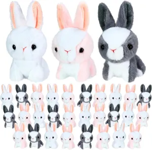 24 Pcs Easter Bunny Stuffed Animal Plush Cute Small Rabbit Animals Fluffy Mini Bunny Keychain Soft Plush Toy Hanging Pendant Gift for Girl Boy Teen Women Backpack Purse Birthday Party Favors