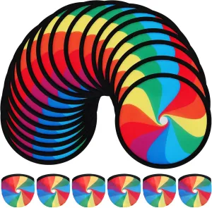 24 Pcs Folding Fans Handheld Set, Foldable Flying Disk Fan Beach Flying Disc Colorful Toy for Party Gift Bulk for Outdoor Activity Game for Sports Party Favor