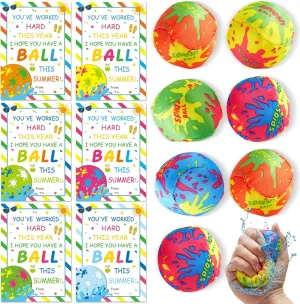 24 Sets End of School Year Student Gifts Water Splash Balls with Gift Cards Kindergarten Preschool Graduation Present Bulk from Teacher Summer Party Favors Goodie Bags Outdoor Games Activity Supplies