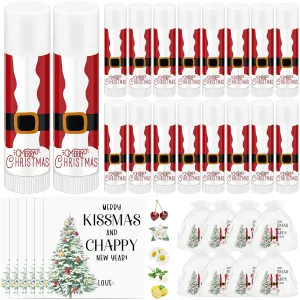 25 Sets Lip Balm Bulk for Christmas Stocking With Wish Card and Organza Bag - Employee Appreciation Gifts, Party Supplies for Girls, Kids, Teacher Team