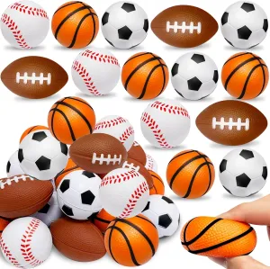 28 Pack Gifts for Kids Classroom Sports Stress Ball - Basketball Baseball Soccer & Football Fidget Balls Squeeze Foam Balls for Kids Adults School Stress Relief Toy Party Favors Valentines Exchange