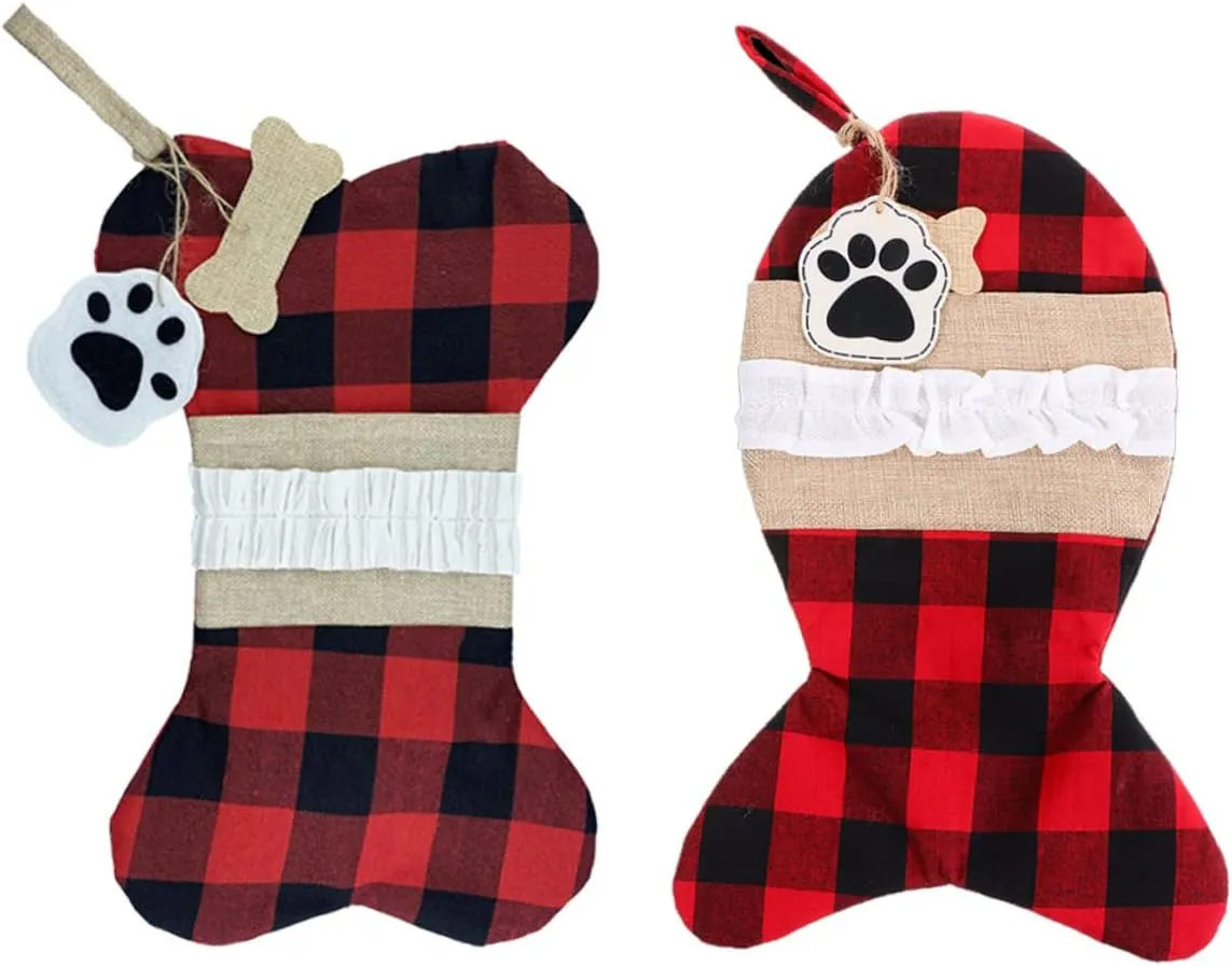 2pcs Christmas Hanging Socks Candy Bag Xmas Decorations Small Pouch Boys and Girls Favor