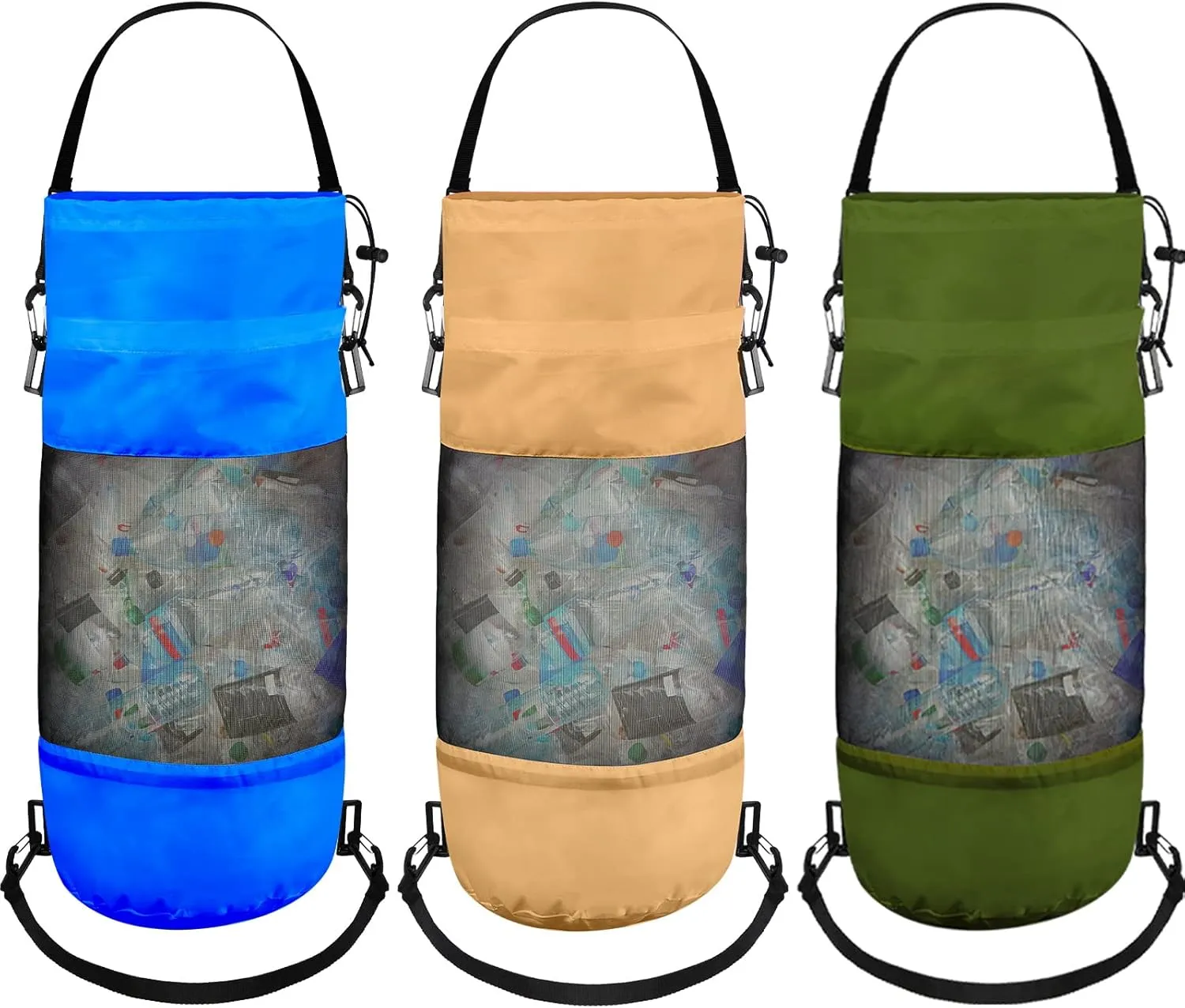 3 Pack Boat Trash Bags Portable Trash Can Accessories Mesh Garbage Container for Boat Kayak Camper Men Women Adults