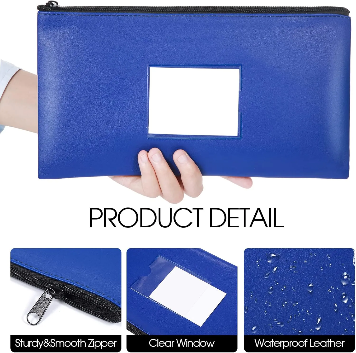30 Pieces Money Bank Bag with Zipper Pouch for Cash 11 x 6 Inch Security Bank Deposit Bag with Clear Window Leatherette Money Cash Coin Wallet(Multicolor)