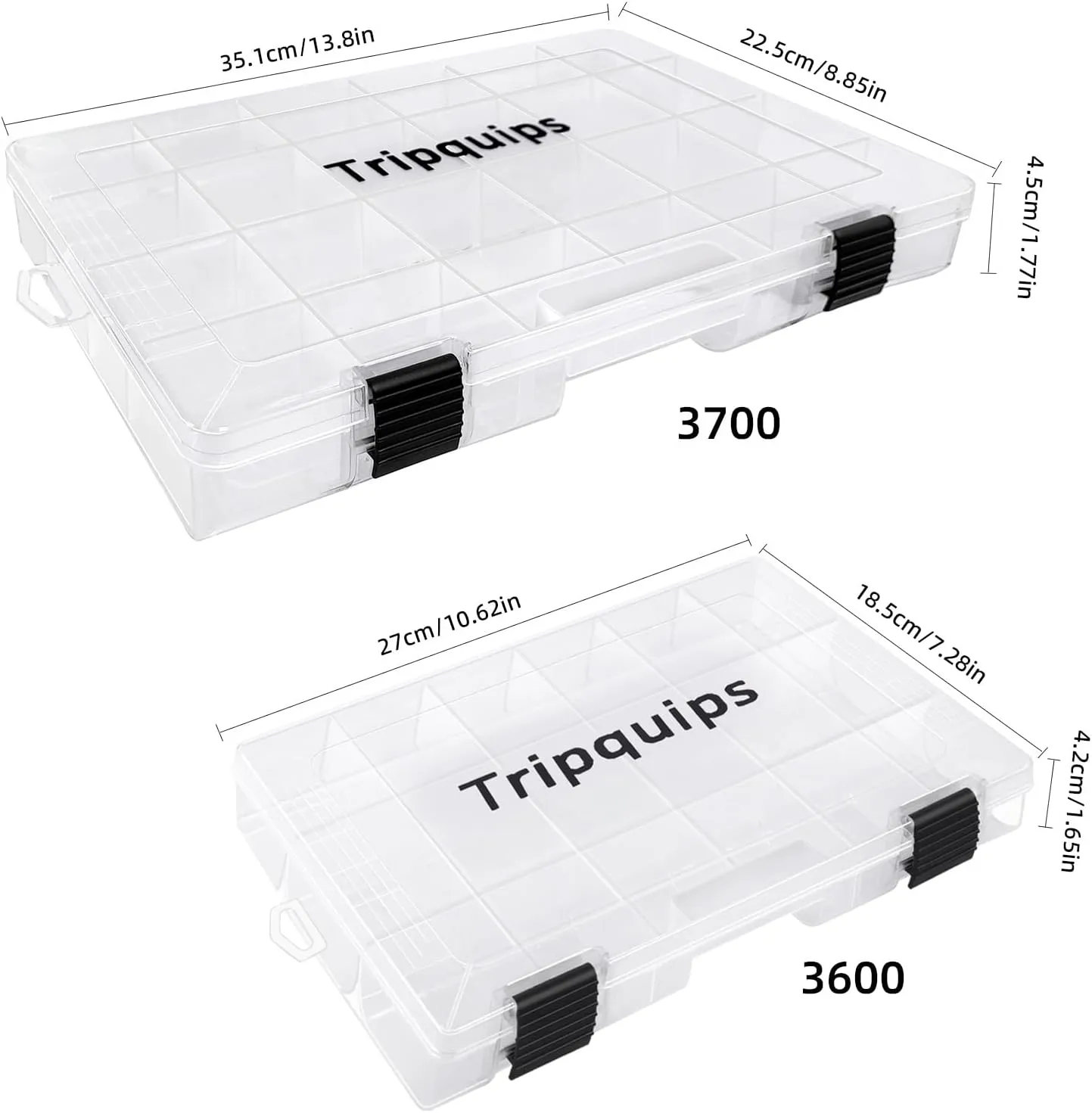 3600 Tackle Trays, Plastic Storage Organizer Box with Removable Dividers - Tackle Boxes - Fishing Tackle Storage - 3700 Tackle Trays - 2 Packs/4 Packs Box Organizer