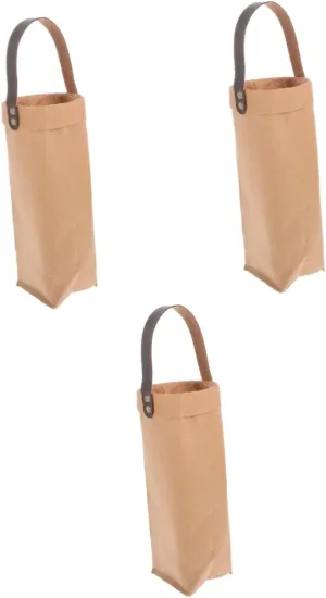 3pcs Bottle Bag Wine Tote Bag for Wine Carrying Bag Natural Fiber Pulp Kraft Paper