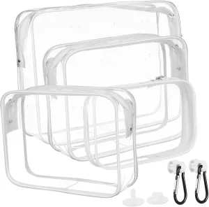 4 Pcs Clear Organizer Bags of Stylish and Functional Travel Makeup Bags Lightweight Storage Pouches with Hooks for Easy Maintenance and Multiple