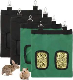4 Pcs Rabbit Hay Feeder Bag, Guinea Pig Hay Feeder Bags 600D Oxford Cloth Hanging Hay Holder for Rabbits Guinea Pigs Chinchillas Small Pets