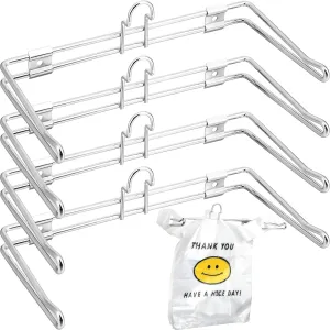 4 Pieces T-shirt Bag Rack Wall Mount 6" Arms Chrome T-shirt Bags Plastic Grocery Bag Holder Hanging Plastic Bag Holder Use in Restaurant, Business, Checkout Counter, Office