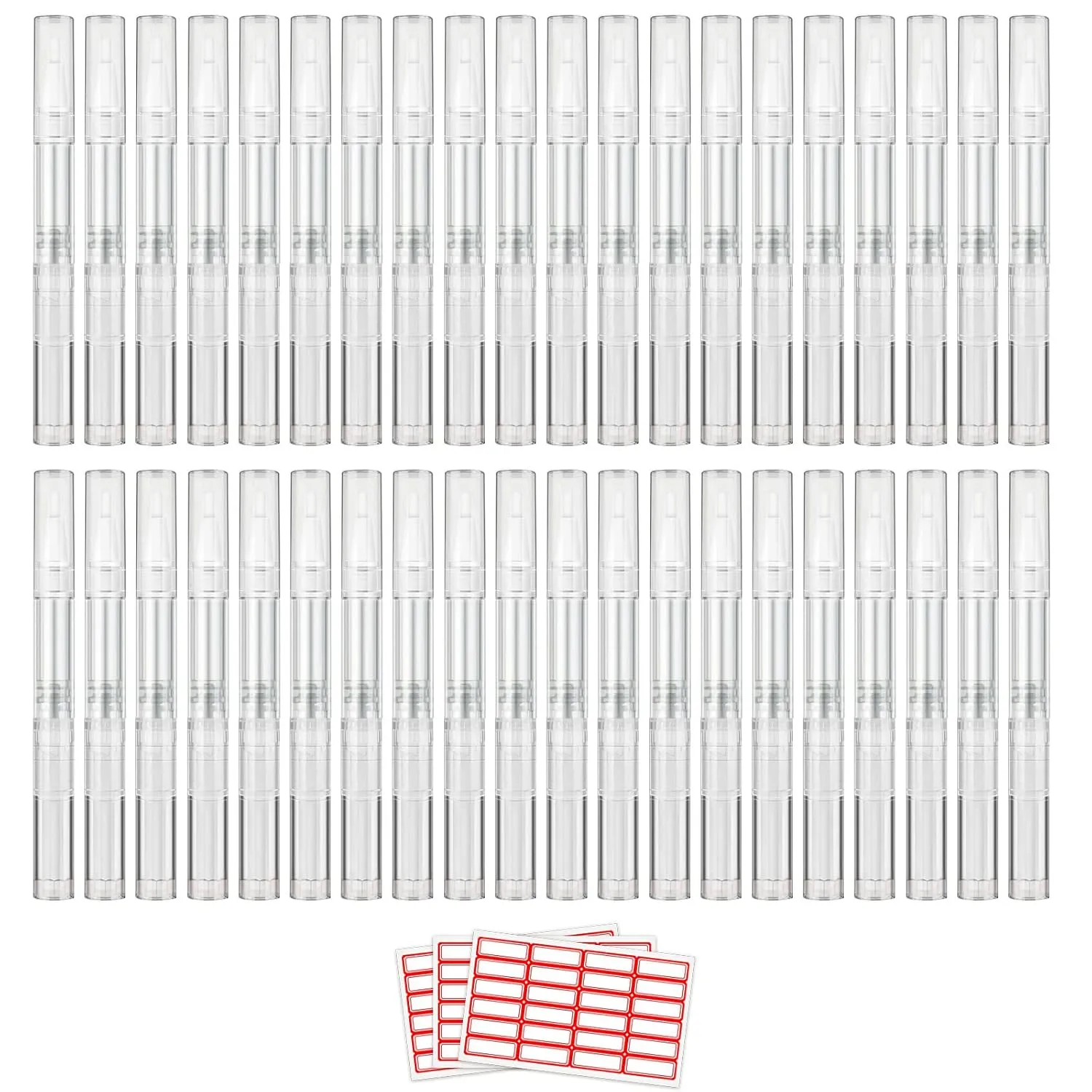 40 Pieces 3 ml Cuticle Oil Pen, Empty Nail Oil Pen, Transparent Twist Pens with Brush Tip, Cosmetic Lip Gloss Containers Eyelash Growth Liquid Tube, with 3 Stickers
