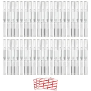 40 Pieces 3 ml Cuticle Oil Pen, Empty Nail Oil Pen, Transparent Twist Pens with Brush Tip, Cosmetic Lip Gloss Containers Eyelash Growth Liquid Tube, with 3 Stickers