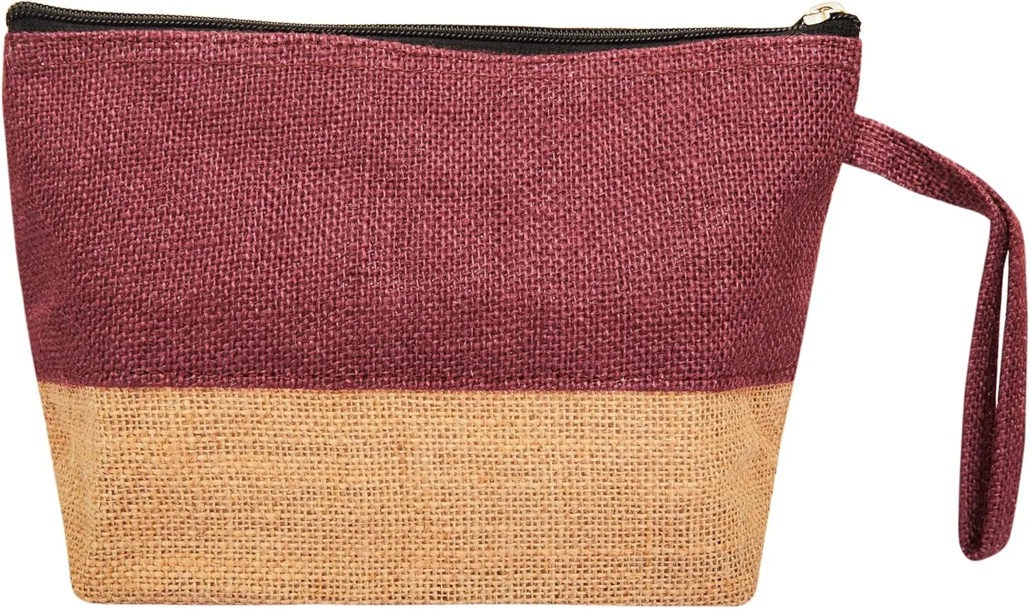 6-Pack Deep Red Colour Jute Cosmetic Pouches – Zippered Bags for Makeup & Toiletries | Unlaminated Interior, Travel-Friendly Organizer – 9.45″ x 5.9″ x 2.75″