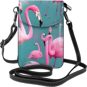 A Flock Of Flamingos Women'S Crossbody Bag, Zipper Phone Wallet, ^Cute Purse, Shoulder Bag, Detachable Shoulder Strap