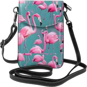 A Flock Of Flamingos Women'S With Tassel Small Crossbody Leather Cell Phone Bag Purse For Walking Camping Shopping Dating