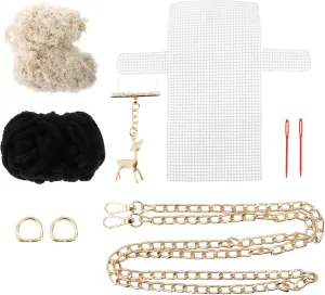 ABOOFAN 1 Set DIY Cross Stitch Purse Needlepoint Kits for Beginners Make a Cute Crossbody Purse Cross Stitch Kits for Kids and Adults Black