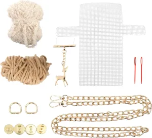 ABOOFAN 1 Set DIY Cross Stitch Purse Needlepoint Kits for Beginners Make a Cute Crossbody Purse Cross Stitch Kits for Kids and Adults Khaki