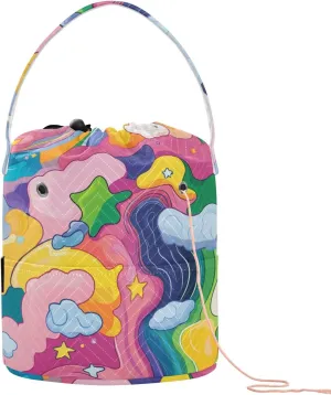 Abstract Cartoon Colorful Cloud Stars Yarn Storage Crochet Bags Totes Portable Travel Bag for Crochet Holder Crochet Accessories