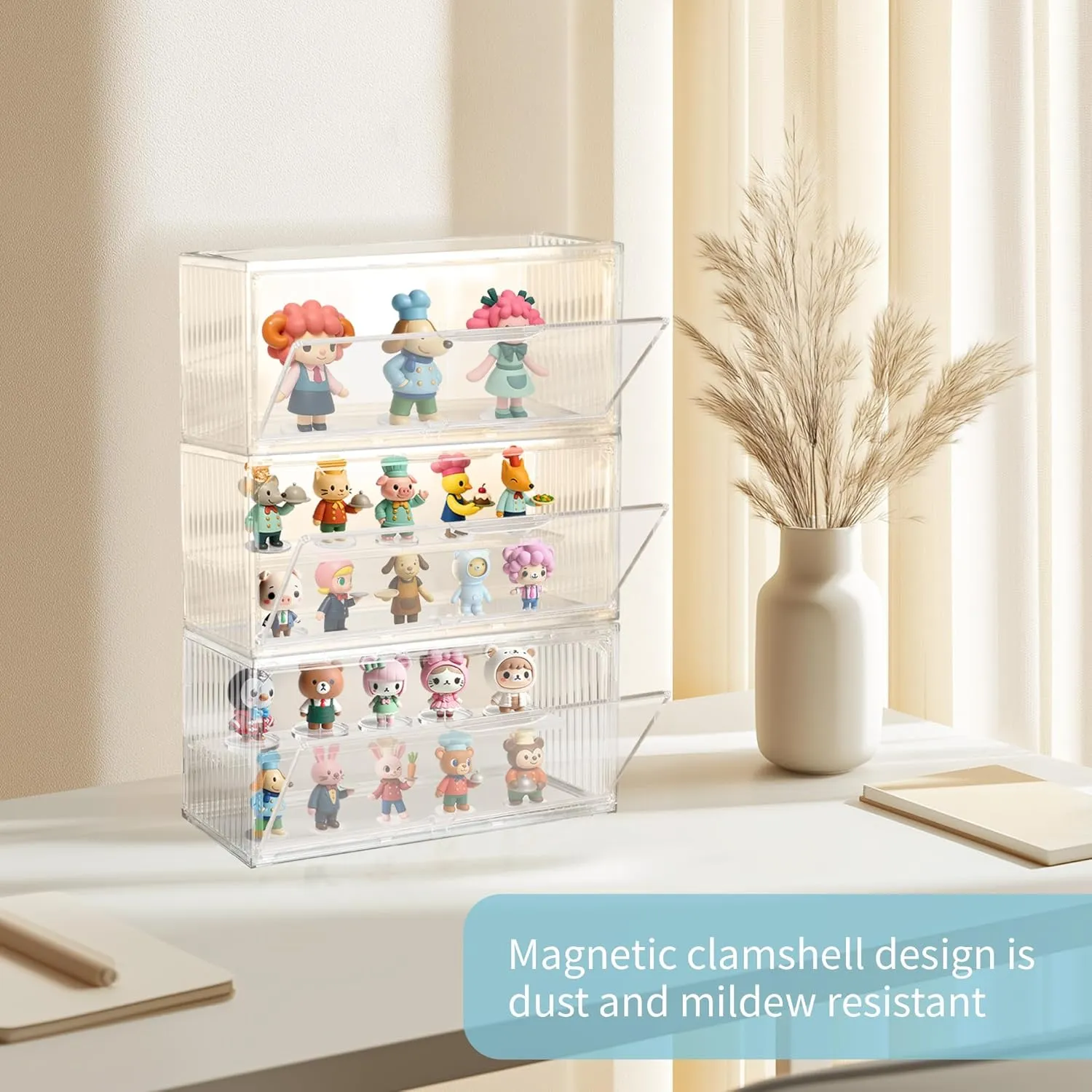 Acrylic Display Case, 2 Layer Adjustable Figure Display Case, Acrylic Display Box with Magnetic Door for Collectibles Action Figure |14.5 x 7.2 x6.3inches (3, 14.5 x 7.2 x6.3inches)