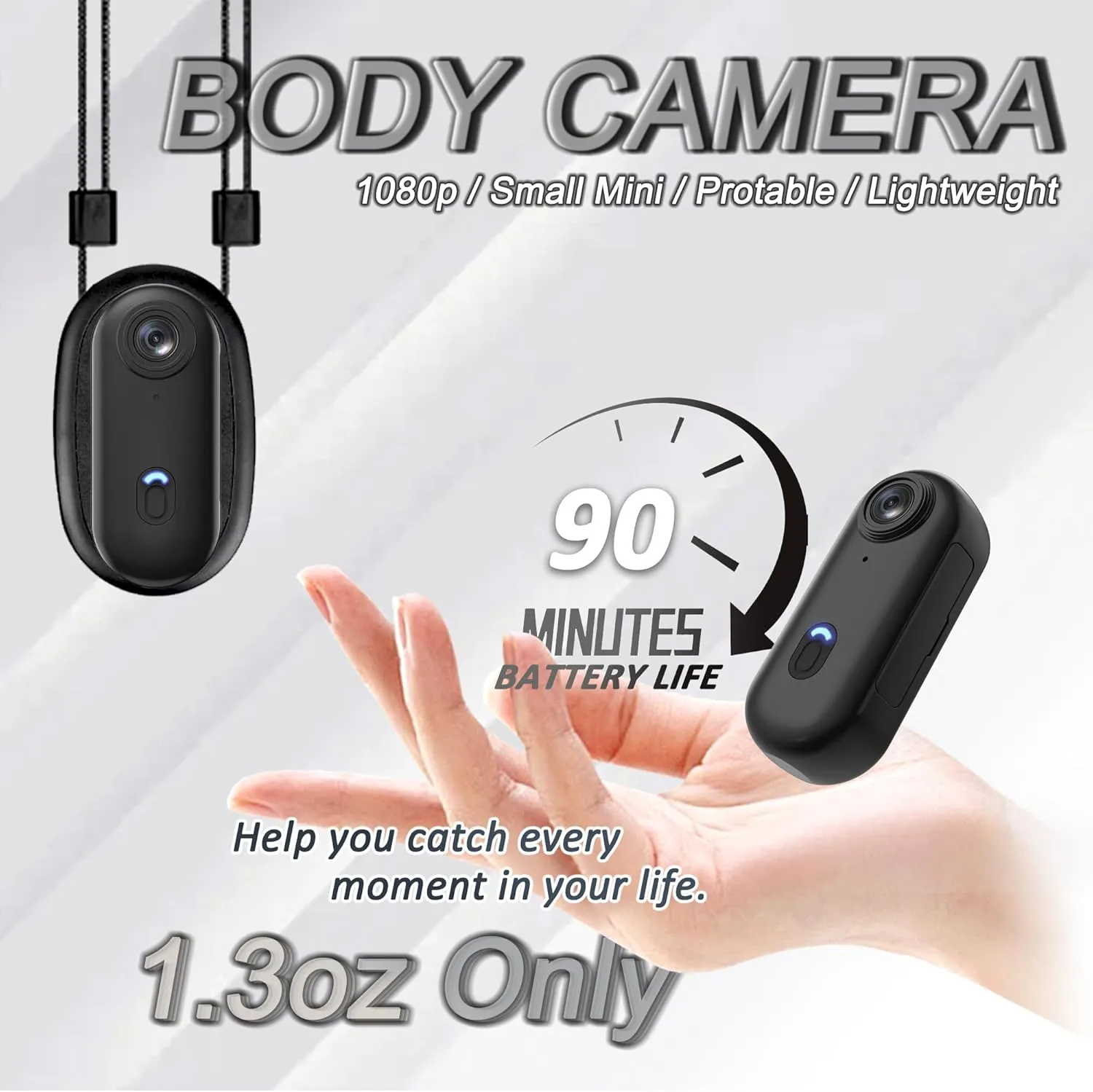Action Mini Body Camera 128G with Audio & Video Recording - 4K Personal Civilian Wearable Small Cam - Tiny Pocket Vlogging Portable Hands Free Worn POV Recorder - Travel Pets Baby Family
