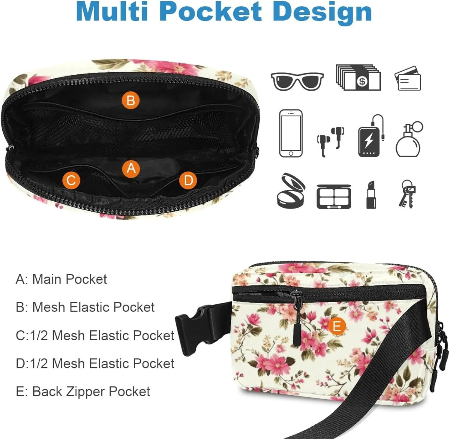 Aesthetic Butterfly Belt Bag for Men and Women Fanny Pack,Belt Bag with Adjustable Strap,Fashion Crossbody Everywhere Belt Bag for Travel Outdoors Running Hiking, 1.5x9.0x5.9in/4x23x15cm