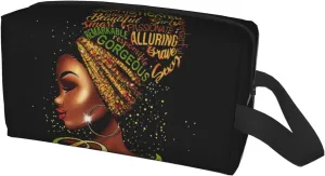 African Women Cosmetic Bag Travel Makeup Pouch Waterproof Makeup Bag for Purse Portable Toiletry Bag Organizer