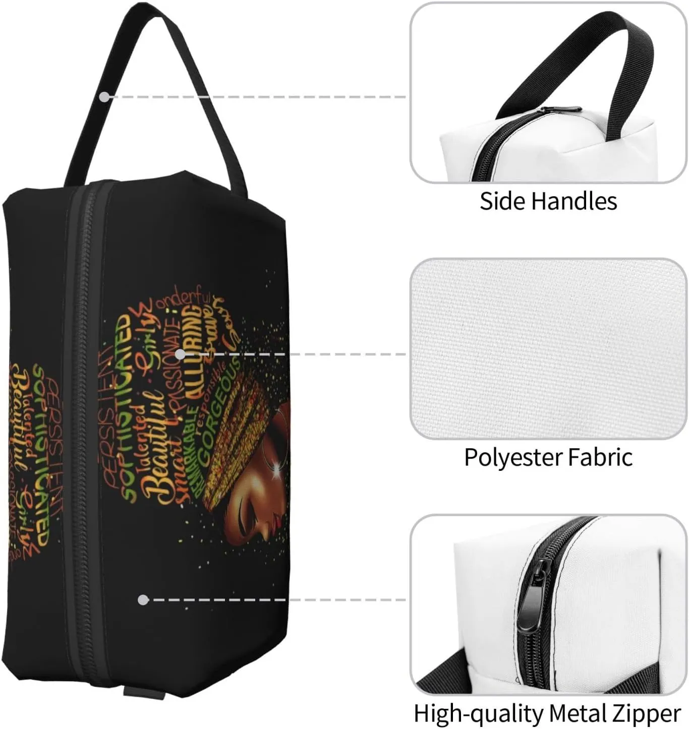 African Women Cosmetic Bag Travel Makeup Pouch Waterproof Makeup Bag for Purse Portable Toiletry Bag Organizer