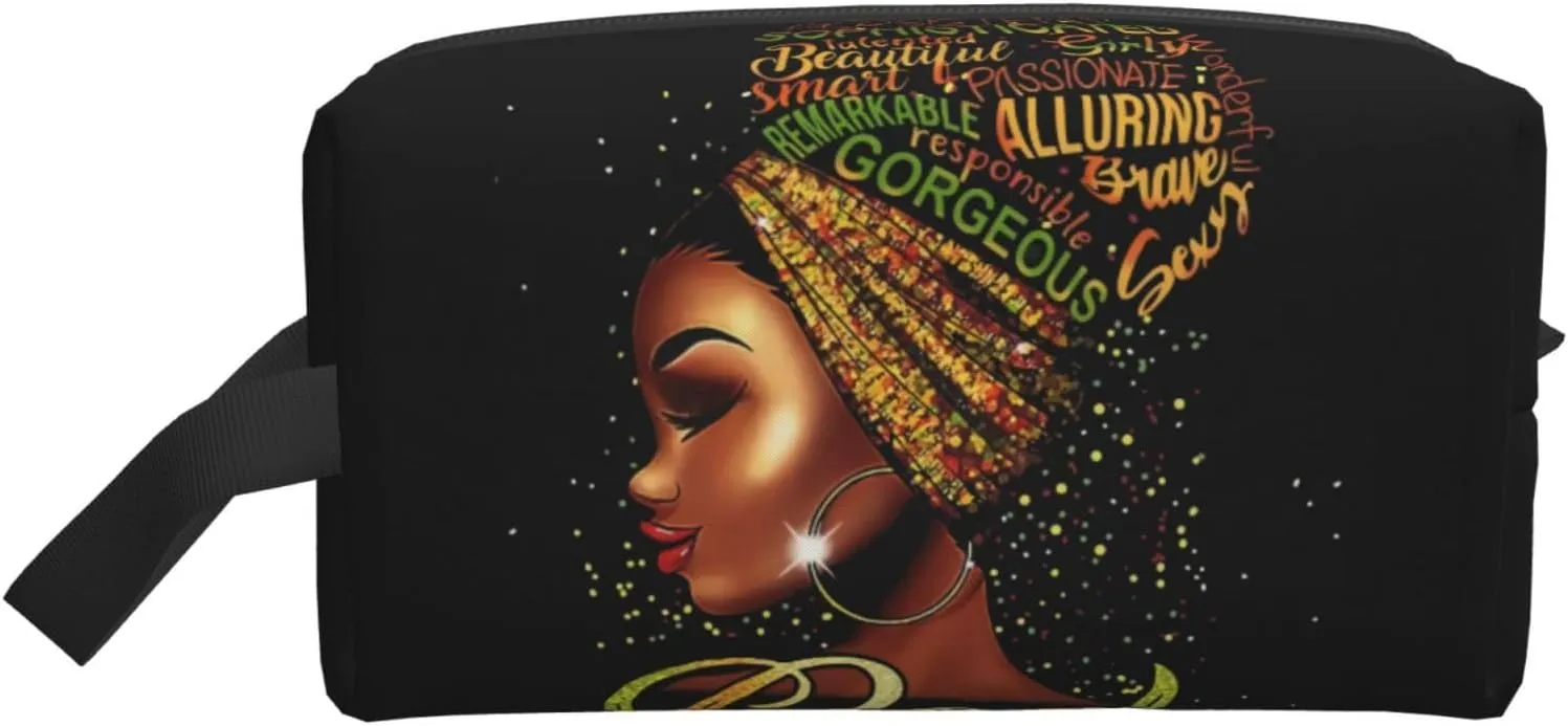 African Women Cosmetic Bag Travel Makeup Pouch Waterproof Makeup Bag for Purse Portable Toiletry Bag Organizer