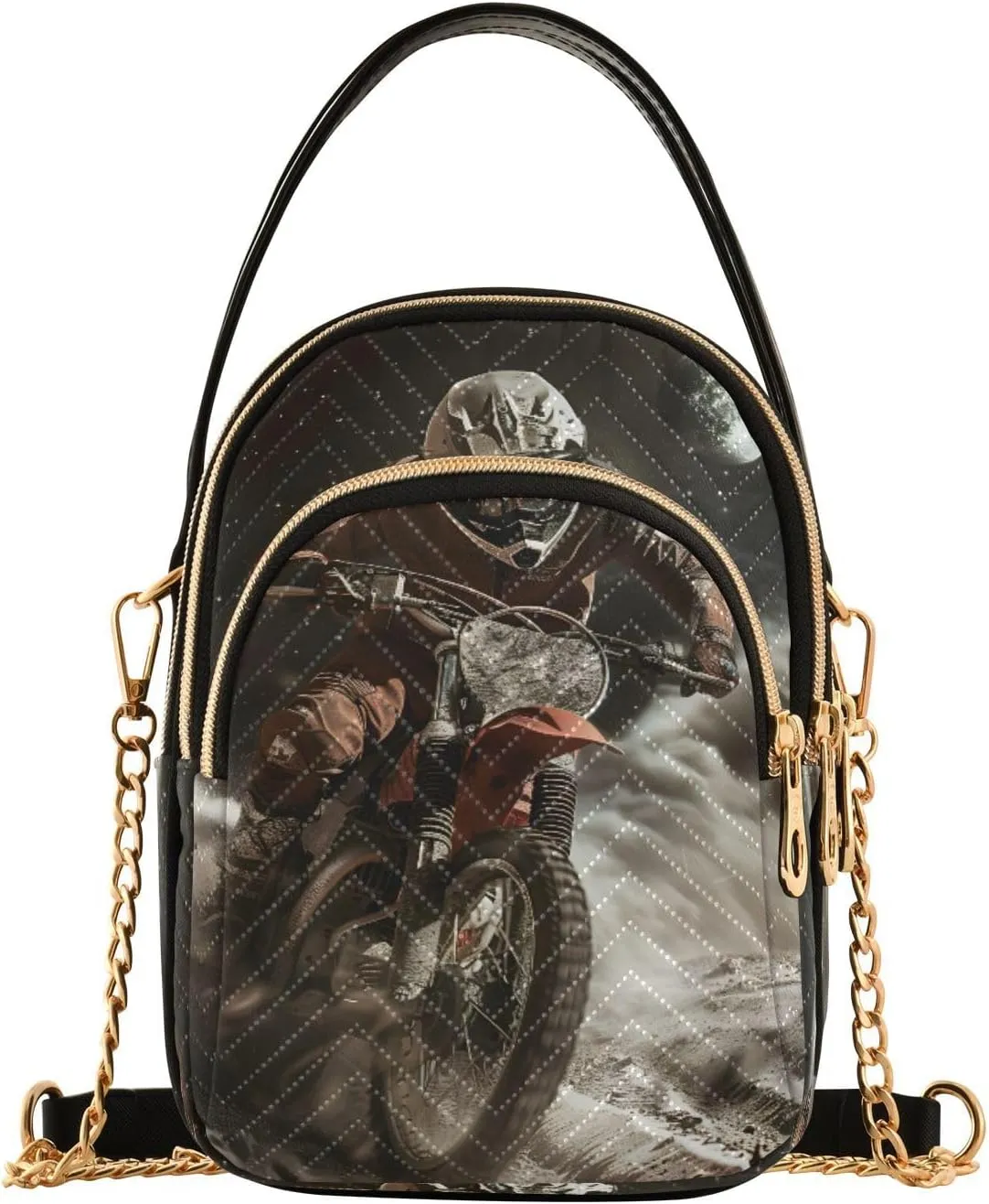 ALAZA Quilted Crossbody Bags for Women,Motorbike Race Women's Crossbody Handbags Small Travel Purses Phone Bag