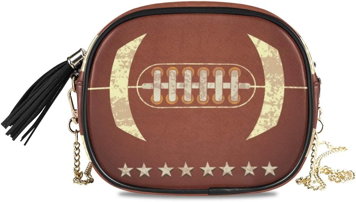 ALAZA Women's Grunge American Football Star Fashion Purses Bag with Metal Chain Strap for Travel Shopping