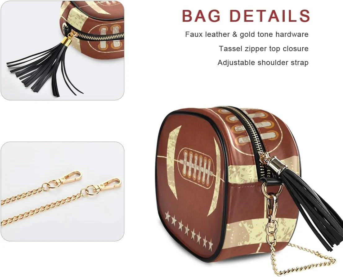 ALAZA Women's Grunge American Football Star Fashion Purses Bag with Metal Chain Strap for Travel Shopping